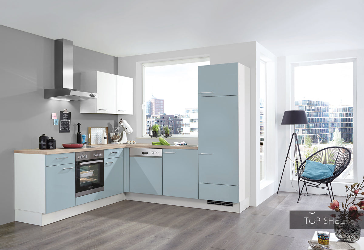 nobilia Winkelküche Eckküche Touch 337 Lacklaminat, Aqua supermatt 250x310 cm konfigurierbar mit E-Geräte ohne Highboard