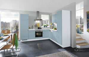 nobilia Winkelküche Eckküche Touch 337 Lacklaminat, Aqua supermatt 250x310 cm konfigurierbar mit E-Geräte mit Hochschrank