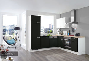 nobilia Winkelküche Eckküche Touch 340 Lacklaminat Schwarz supermatt 250x250 cm konfigurierbar mit E-Geräten ohne Highboard spiegelverkehrt