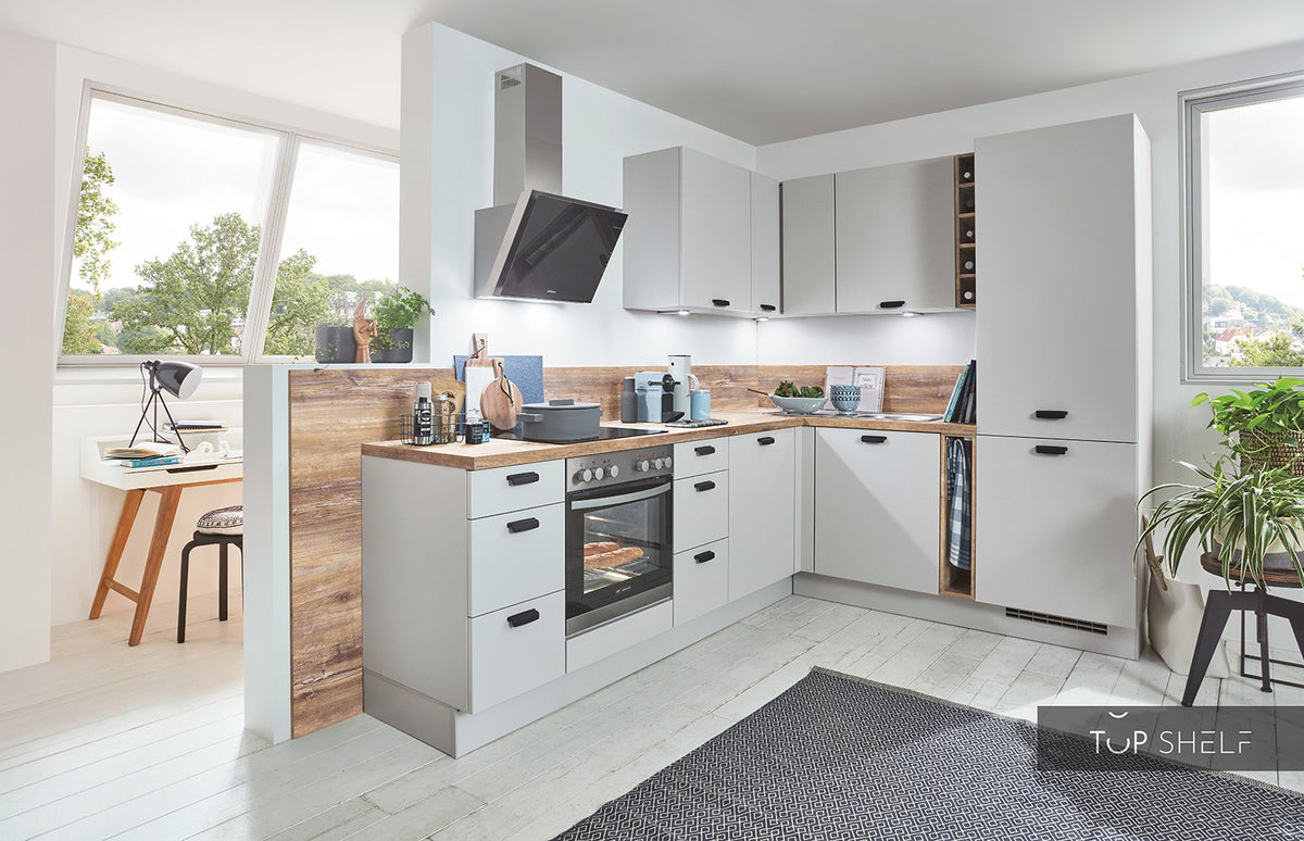 nobilia Winkelküche Eckküche Touch 341 Lacklaminat Steingrau supermatt 290 x 210 cm konfigurierbar mit E-Geräten