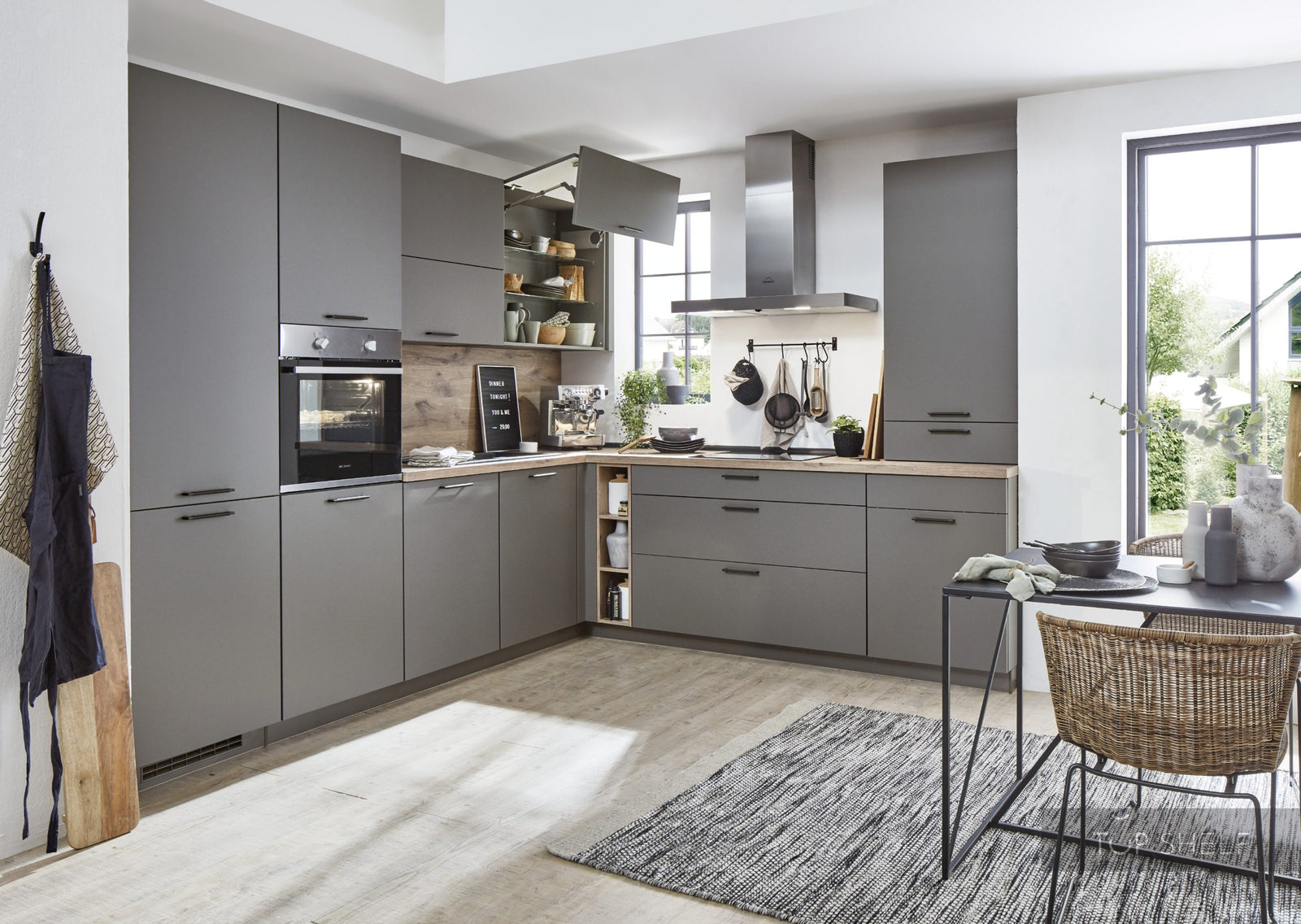 la Cuisine Contemporaine セット nobilia cuisine d'angle Touch 334 gris ardoise supermat 280