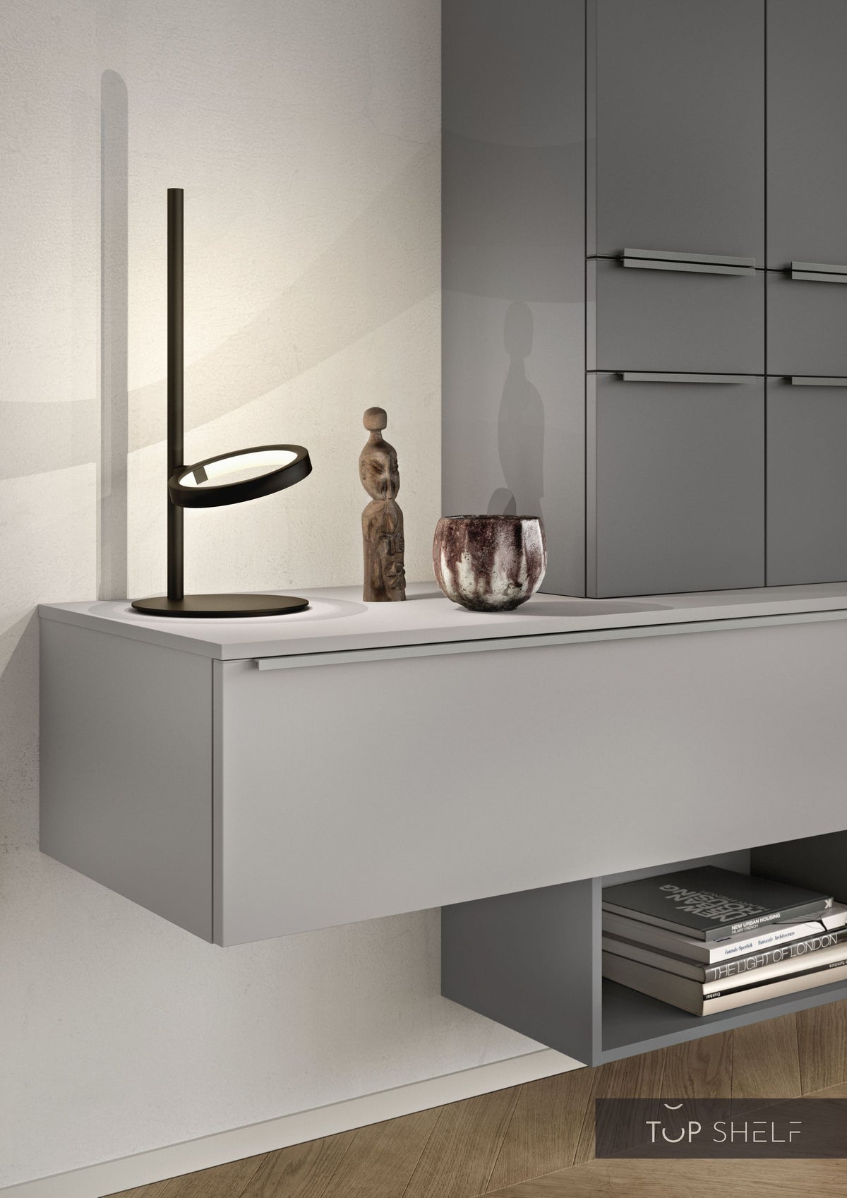 nobilia Wohnwand Lowboards Wohnzimmer Set 300 cm Touch 341 Steingrau supermatt