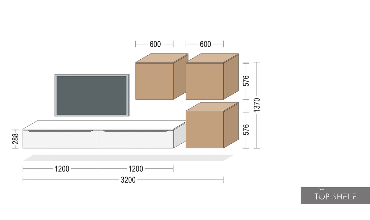 nobilia Wohnwand Lowboards Wohnzimmer Set 320 cm INLINE 551 Alpinweiß matt
