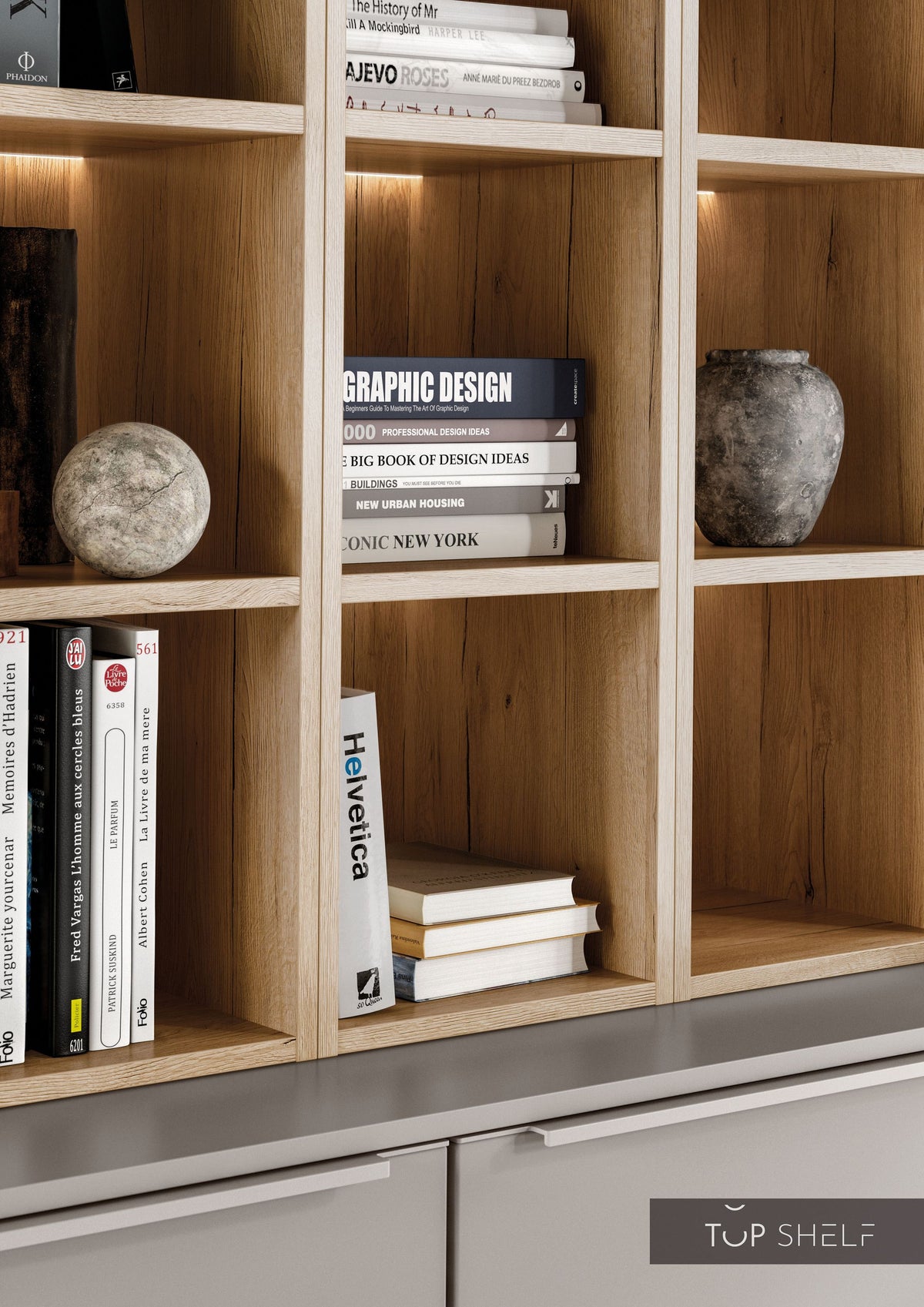 nobilia Wohnwand Lowboards Wohnzimmer Set 360 cm Touch 341 Steingrau supermatt