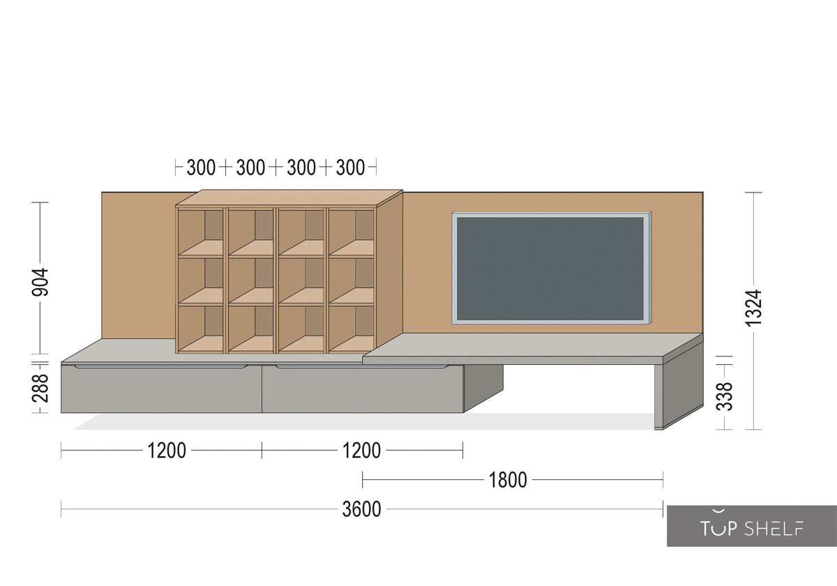nobilia Wohnwand Lowboards Wohnzimmer Set 360 cm Touch 341 Steingrau supermatt