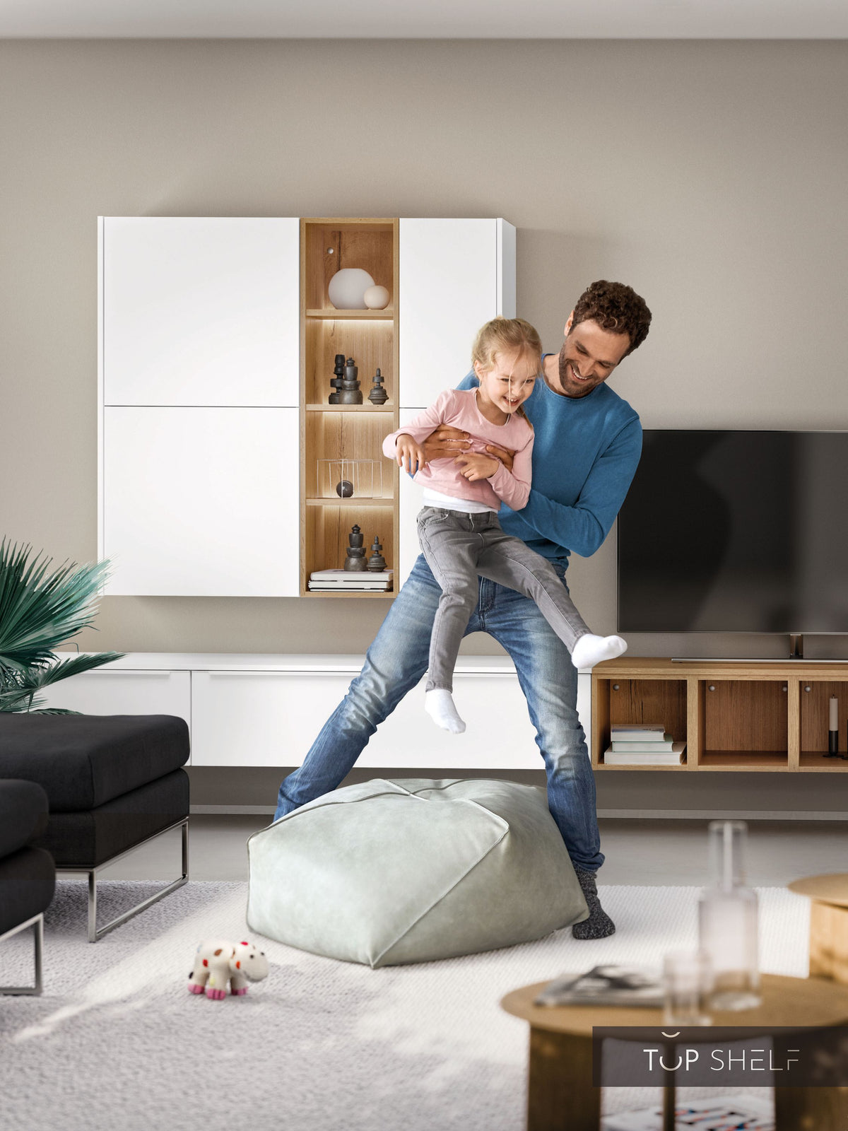 nobilia Wohnwand Lowboards Wohnzimmer Set 360 cm Touch 332 Alpinweiß supermatt