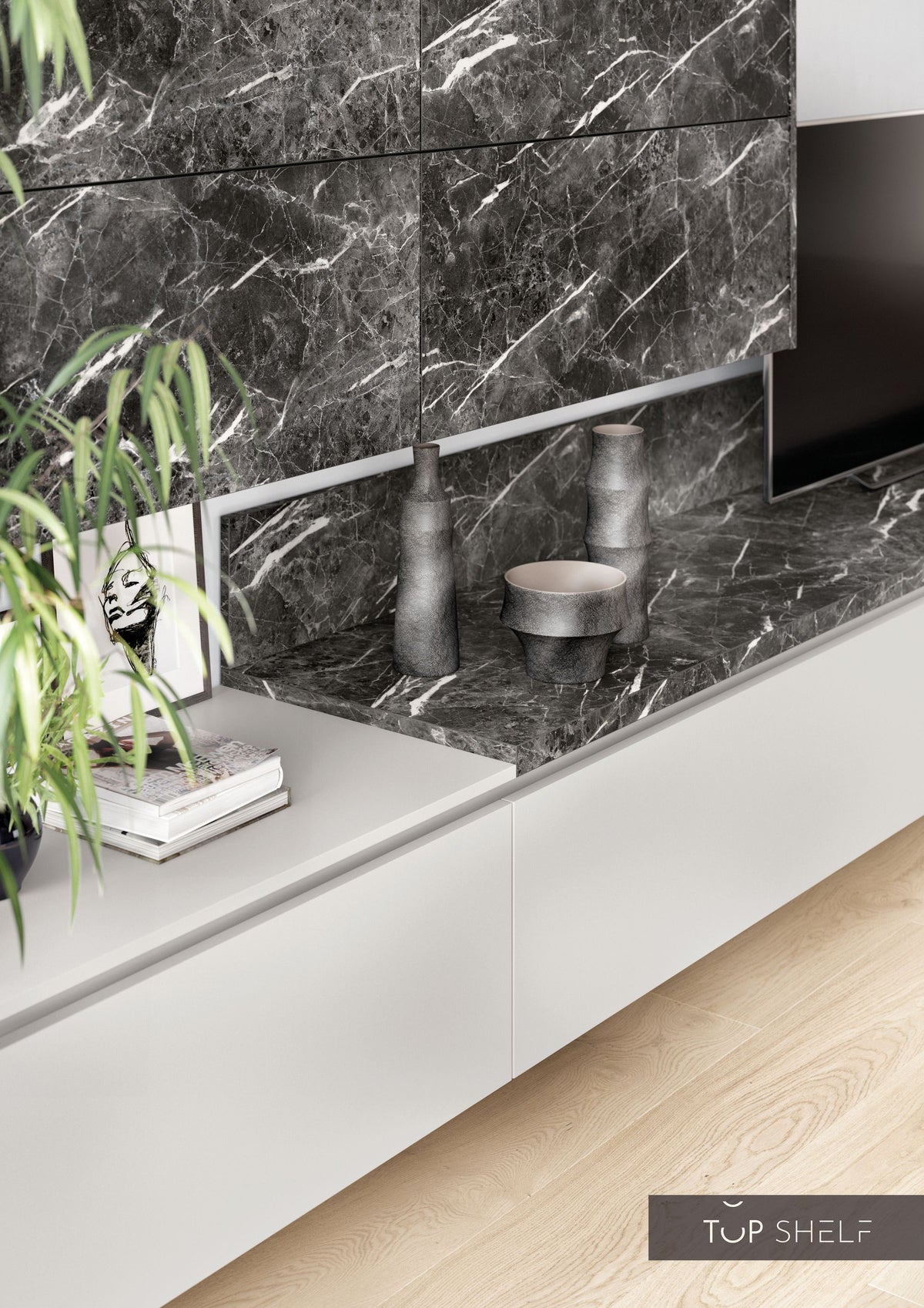 nobilia Wohnwand Lowboards Wohnzimmer Set 363 cm Touch 338 Seidengrau supermatt