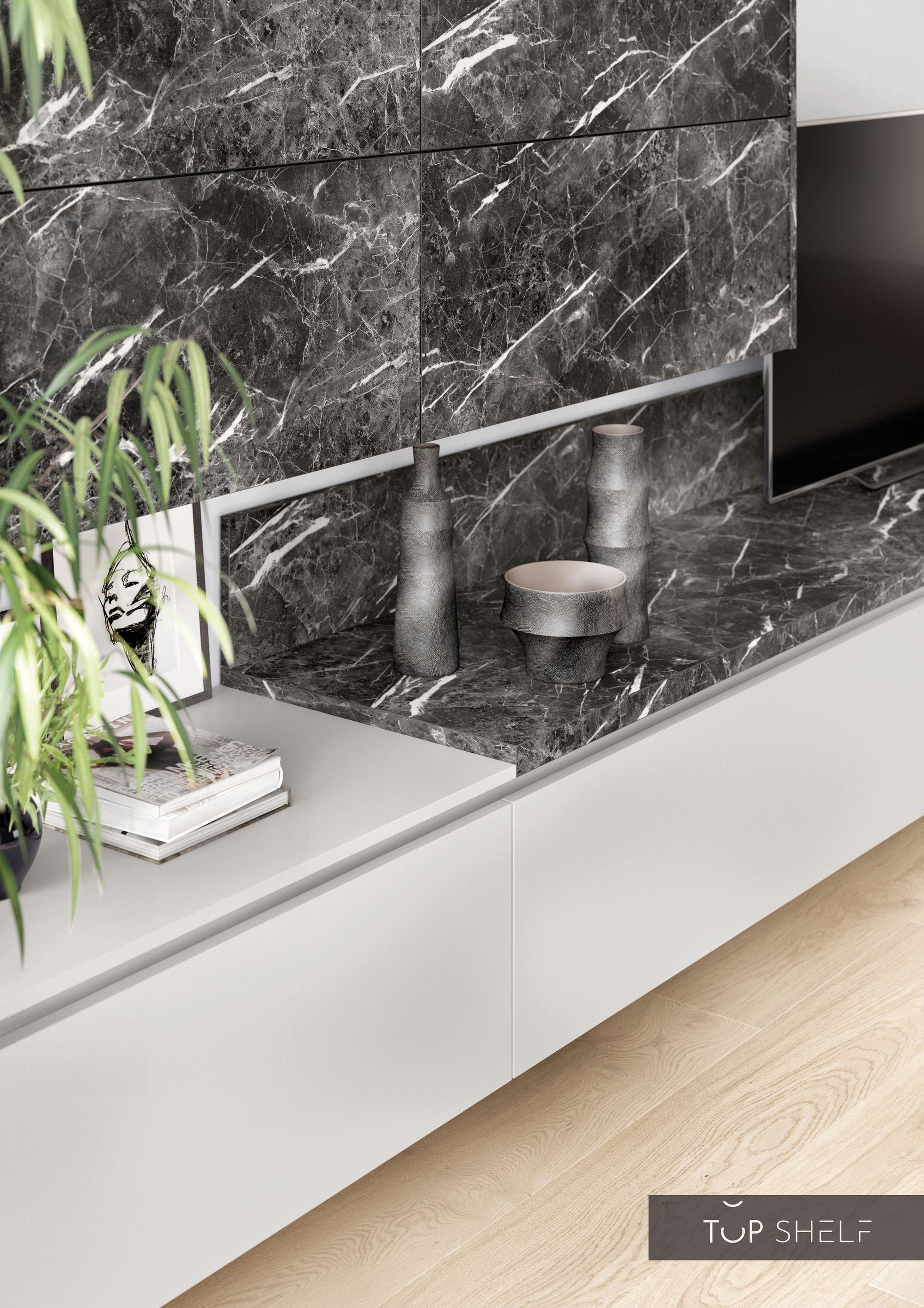 nobilia Wohnwand Lowboards Wohnzimmer Set 363 cm Touch 338 Seidengrau supermatt