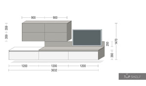 nobilia Wohnwand Lowboards Wohnzimmer Set 363 cm Touch 338 Seidengrau supermatt