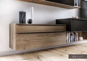 nobilia Wohnwand Lowboards Wohnzimmer Set 363 cm Touch 340 Schwarz supermatt