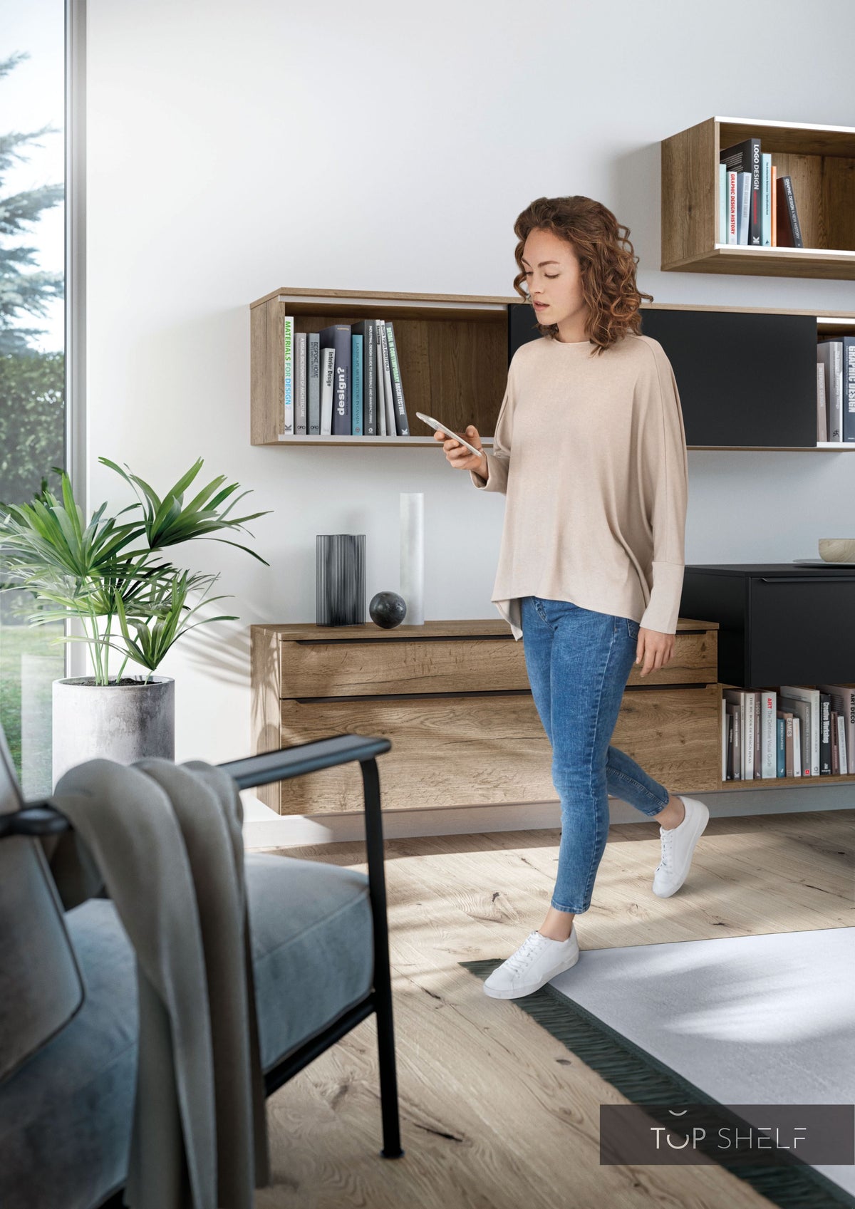 nobilia Wohnwand Lowboards Wohnzimmer Set 363 cm Touch 340 Schwarz supermatt