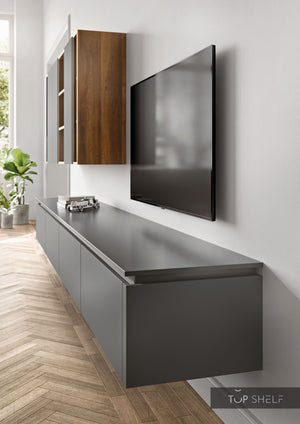 nobilia Wohnwand Lowboards Wohnzimmer Set 365 cm Touch 334 Schiefergrau supermatt