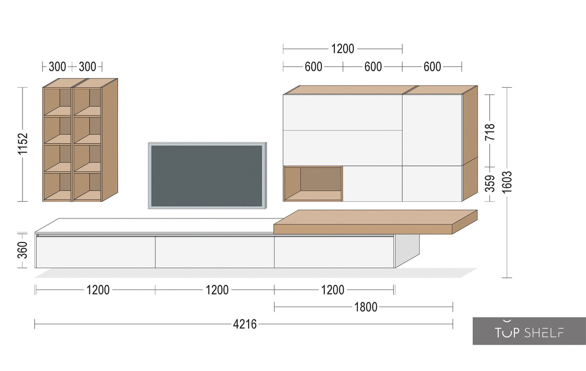 nobilia Wohnwand Lowboards Wohnzimmer Set 421 cm Fashion 173 Weiß matt
