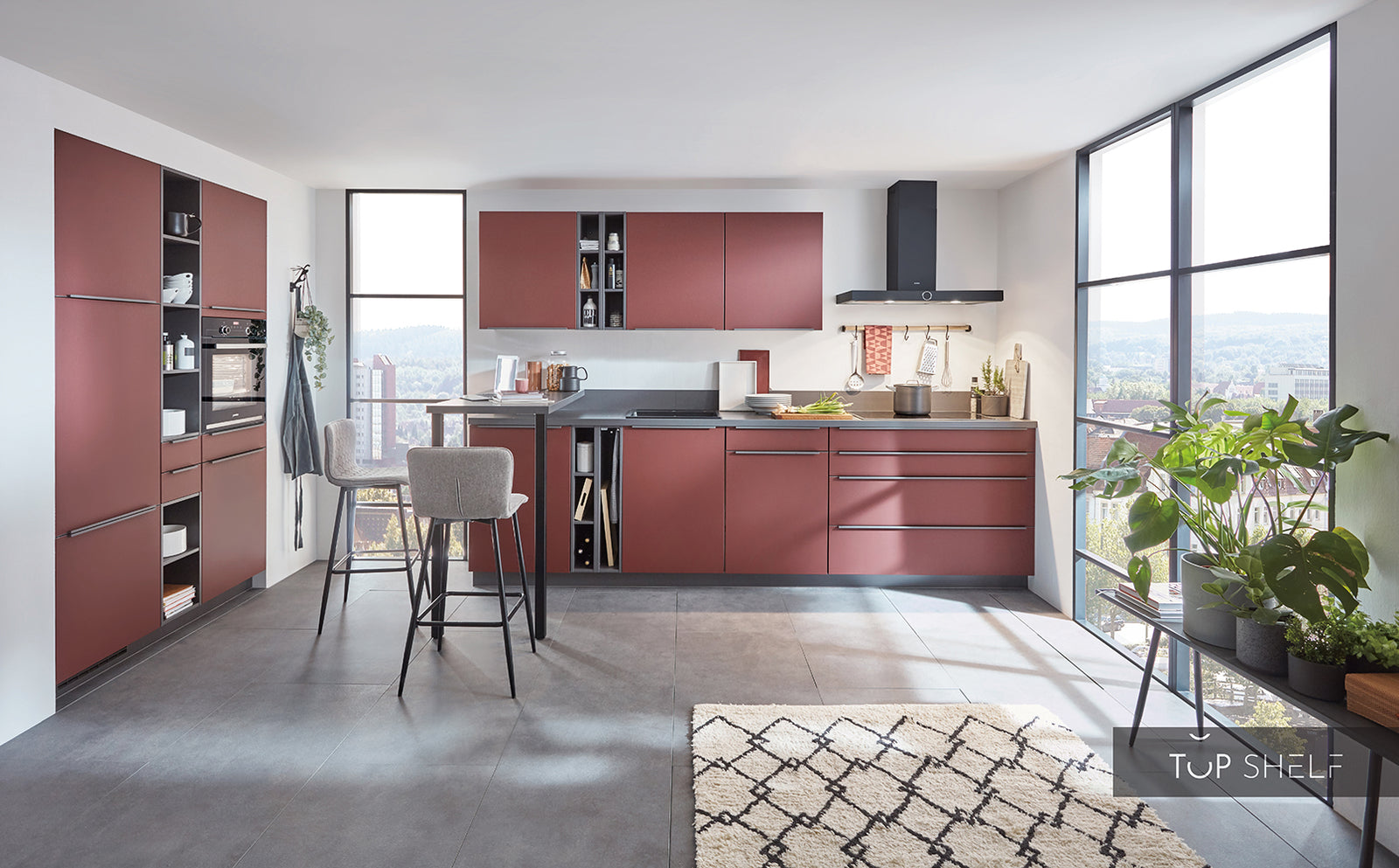 nobilia-Zweizeilige-Kueche-Easytouch-963-Lacklaminat-Rostrot-ultramatt