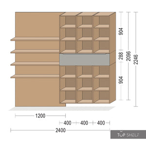 nobilia begehbarer offener Kleiderschrank Ankleiderzimmer 240 cm + 360 cm + 240cm Touch 341 Steingrau supermatt