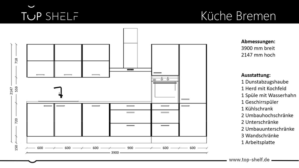 nobilia Küche Bremen 390cm breit weiß