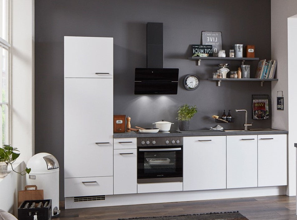 nobilia elements Küche Kiel 300 cm Weiß Touch 332  Beton Schiefergrau