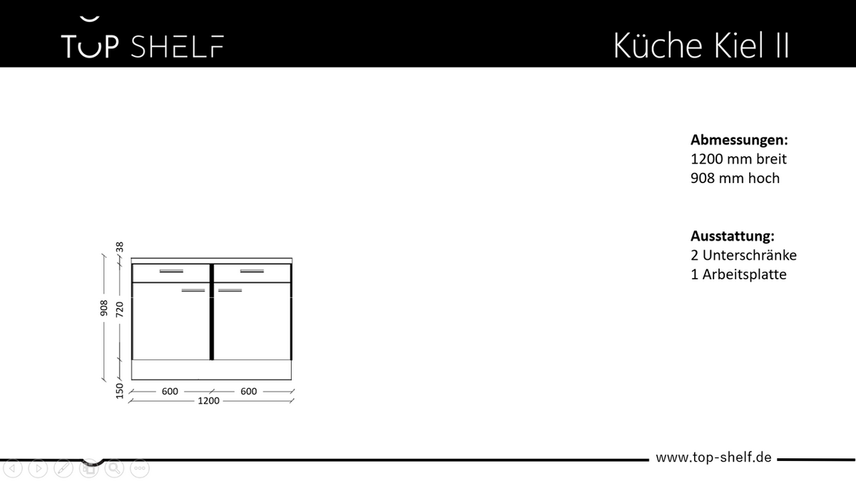 nobilia elements Küche Kiel 420cm Küchenzeile Zeichnung