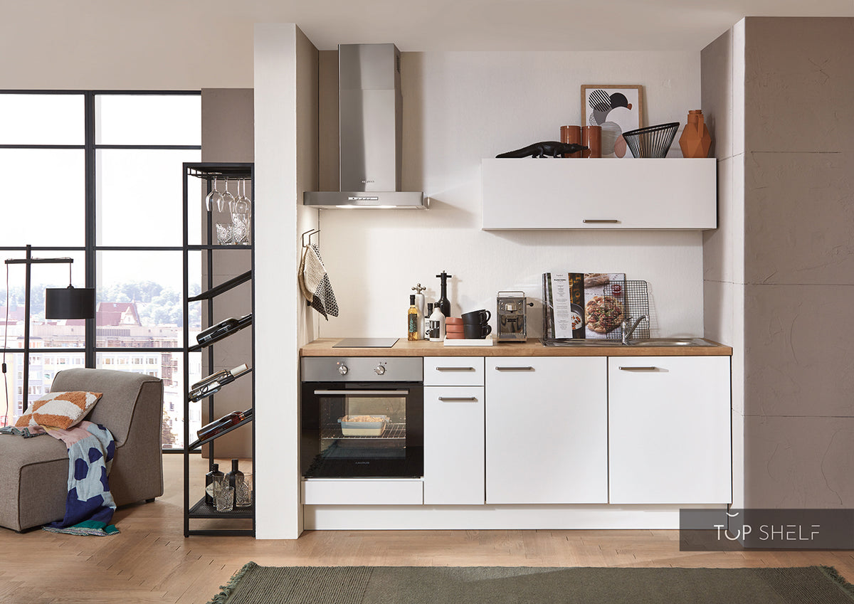 nobilia elements Miniküche Altenburg 210 cm Pantryküche in weiß komplett konfigurierbar mit Geräte