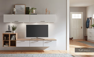 nobilia elements Wohnwand 240 cm in Weiß matt 192 Eiche Provence