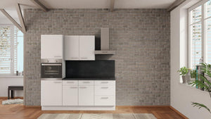 nobilia küche Bergkamen 210 cm günstig in Alpinweiß matt Beton Schiefergrau Teeküchenzeile