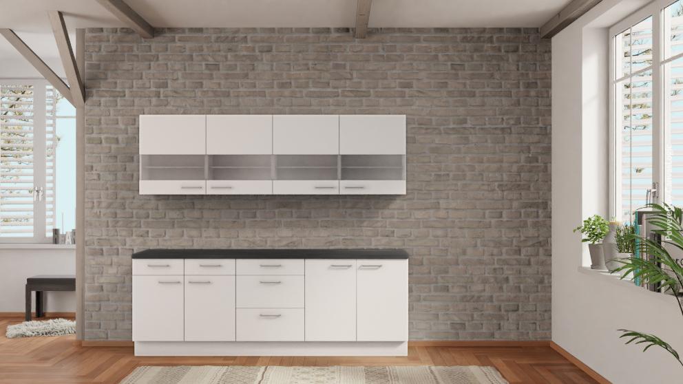 nobilia küche Dessau-Roßlau 240 cm Abverkauf Beton Schiefergrau mit Elektrogeräten