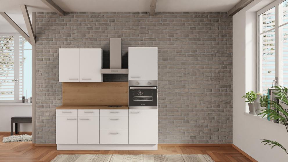 nobilia küche Lingen (Ems) 210 cm Alpinweiß matt günstig ab Werk kaufen Eiche Provence komplett mit Kochfeld