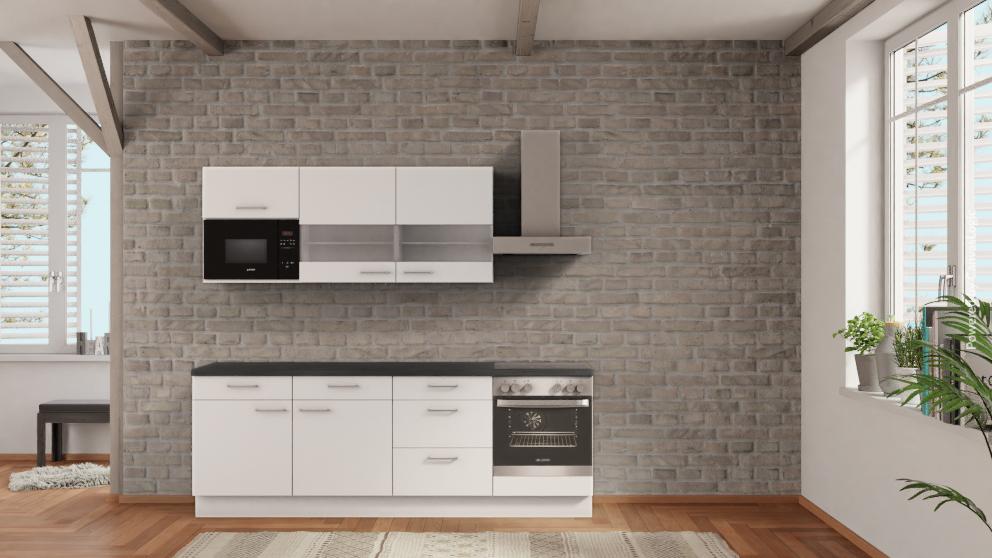 nobilia küche Neumünster 240 cm Online Kaufen Beton Schiefergrau mit Kochfeld