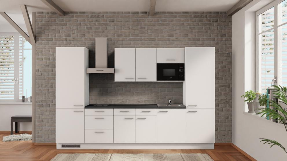 nobilia Cocina Flensburg 330 cm Blanco mate Hormigón Gris pizarra -- |-