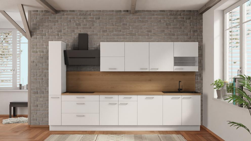 nobilia küche Duisburg 360 cm Alpinweiß matt küchenzeilen Eiche Provence mit Elektrogeräten