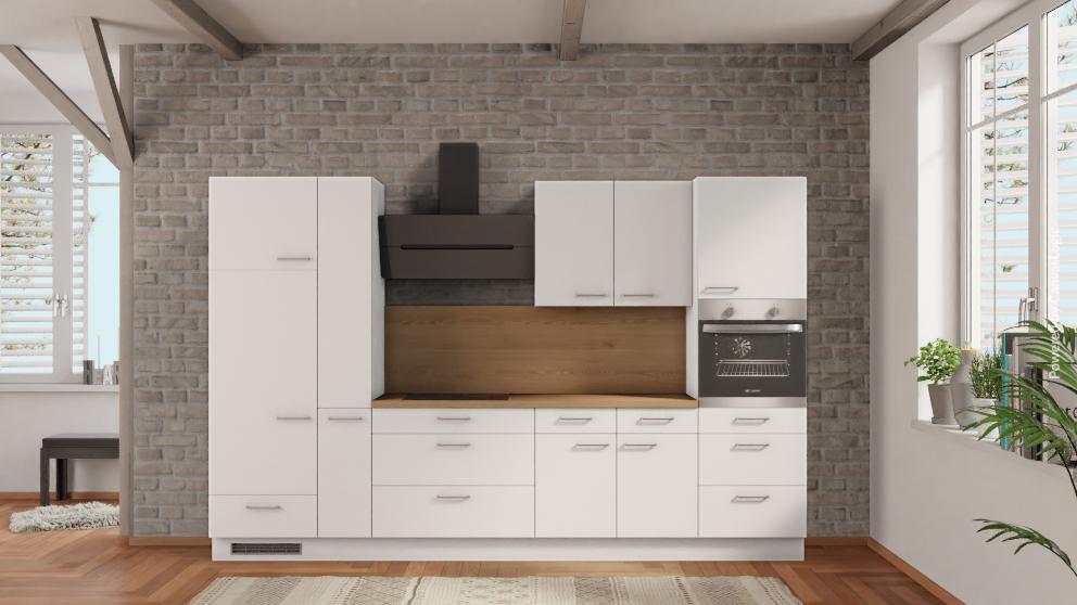 nobilia küche Oldenburg 330 cm Weiß matt mit preisen Eiche Provence mit Elektrogeräten