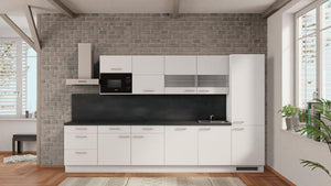 nobilia küchenzeilen Bergisch Gladbach 360 cm Alpinweiß matt Beton Schiefergrau mit Kühlschrank & Geschirspüler