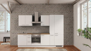 nobilia Einbauküche Stade 300 cm Weiß Eiche Provence mit Elektrogeräten