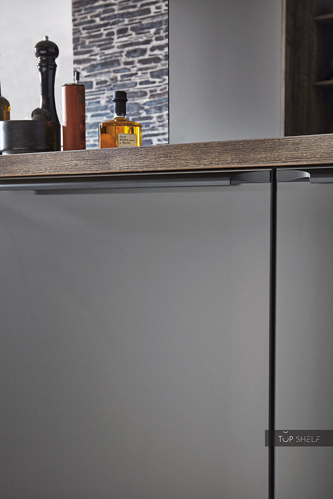 nobilia Küche Küchenzeile Artis 937 Glasoptik Titano matt 300+240 cm konfigurierbar mit E-Geräten Front