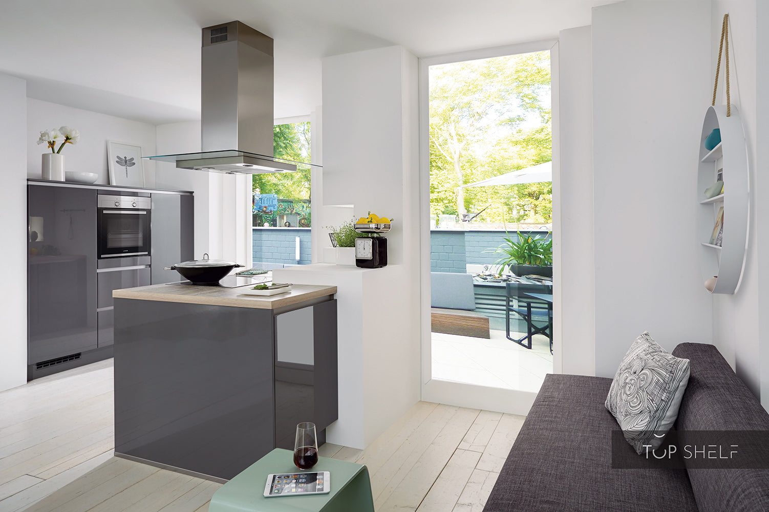 nobilia Küche Küchenzeile Lux 823 Lack Schiefergrau Hochglanz 180+240 cm konfigurierbar mit  Elektrogeräten (1)