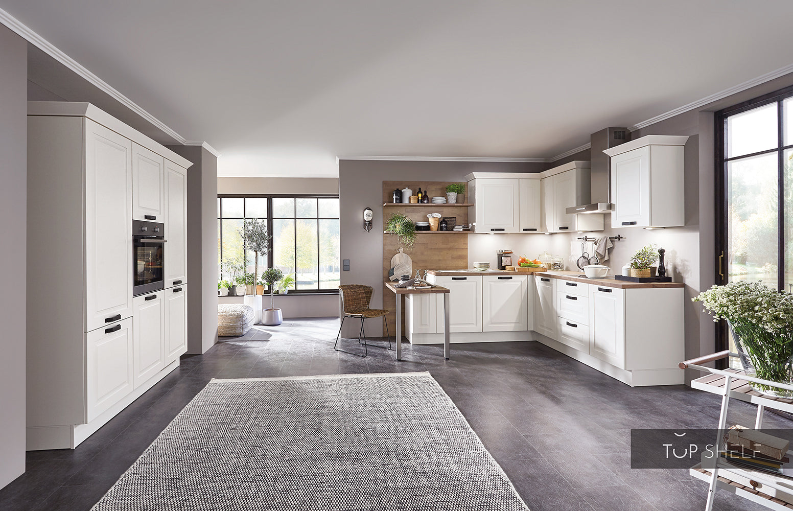 nobilia Winkelküche Eckküche Sylt 849 Lack Magnolia matt 250x250+180cm konfigurierbar mit E-Geräten (3)