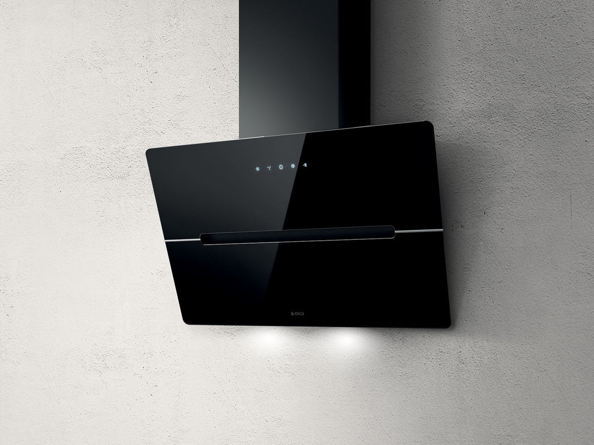 Elica Dunstabzugshaube WISE 60 BK (Abluft) schwarz 50cm kopffrei mit LED-Beleuchtung, Glas-Front, Metallfilter,Touch-Control LED 4 Motorstufen (max. 691m³/h)
