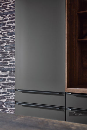nobilia Küche Küchenzeile mit Kücheninsel Artis 937 Glasoptik Titano matt 300+240 cm konfigurierbar mit E-Geräten Detail Hochschrank