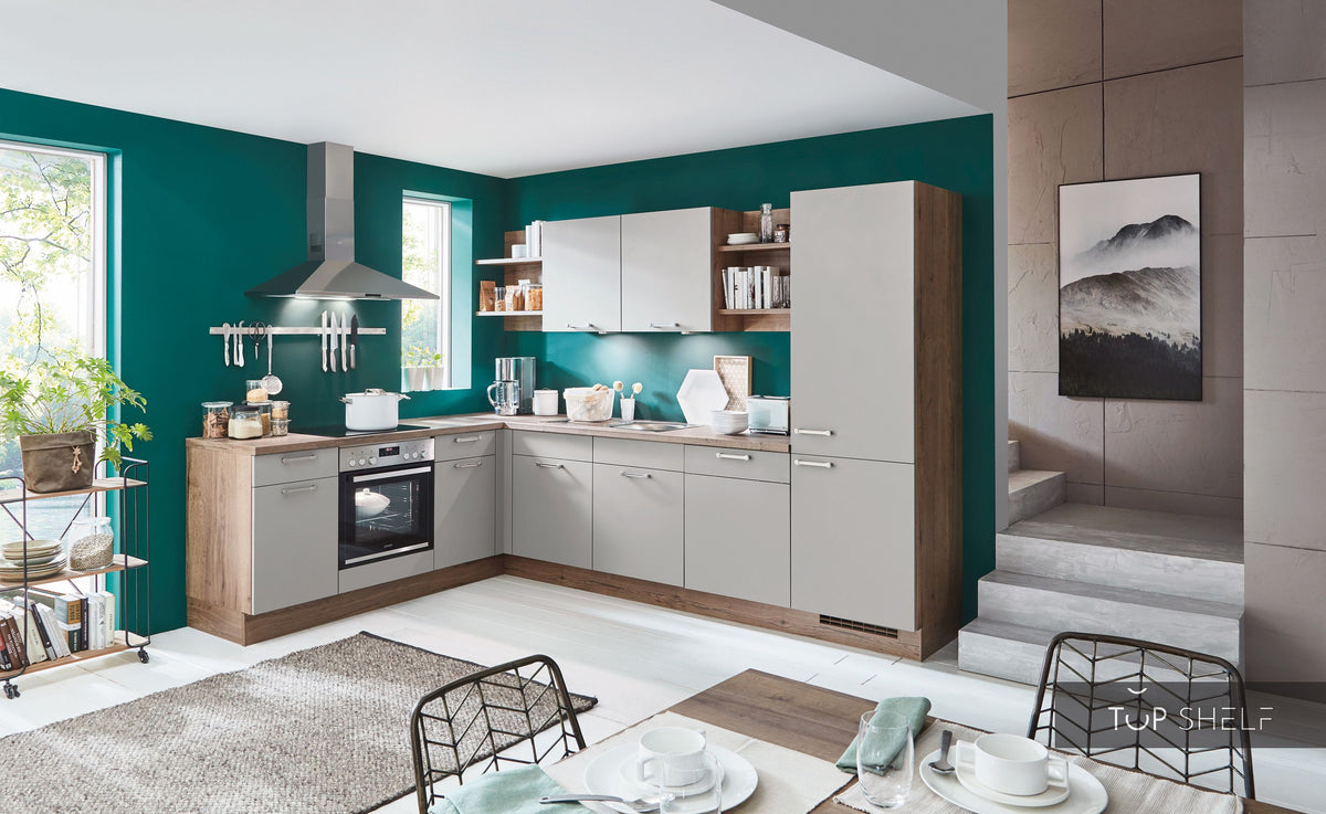 nobilia Winkelküche Eckküche Fashion 165 Lack Steingrau matt 310x230cm konfigurierbar mit E-Geräten