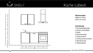 Vormontierte nobilia Miniküche "Lübeck" 180cm ohne E-Geräte &  Zubehör Küchenzeile Küchenblock in Alpinweiß
