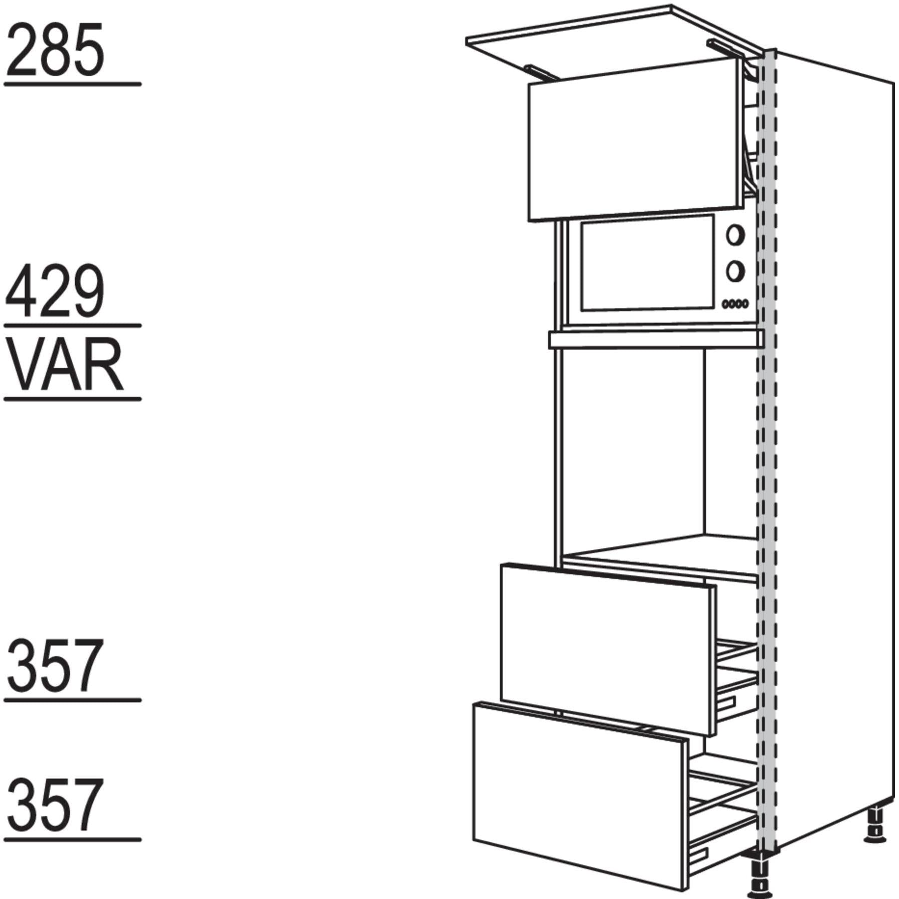 Nobilia Geraete-Umbau Backofen und Mikrowelle mit Lifttuer NGSLO2A-2 36596