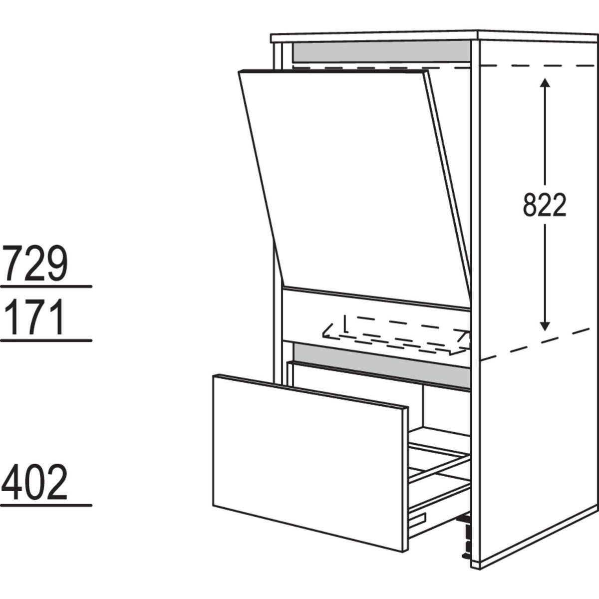 Nobilia Geräte-Umbau Geschirrspüler in 600 mm Breite mit Wangen- 25 mm stark NGGSW2565-X 25599