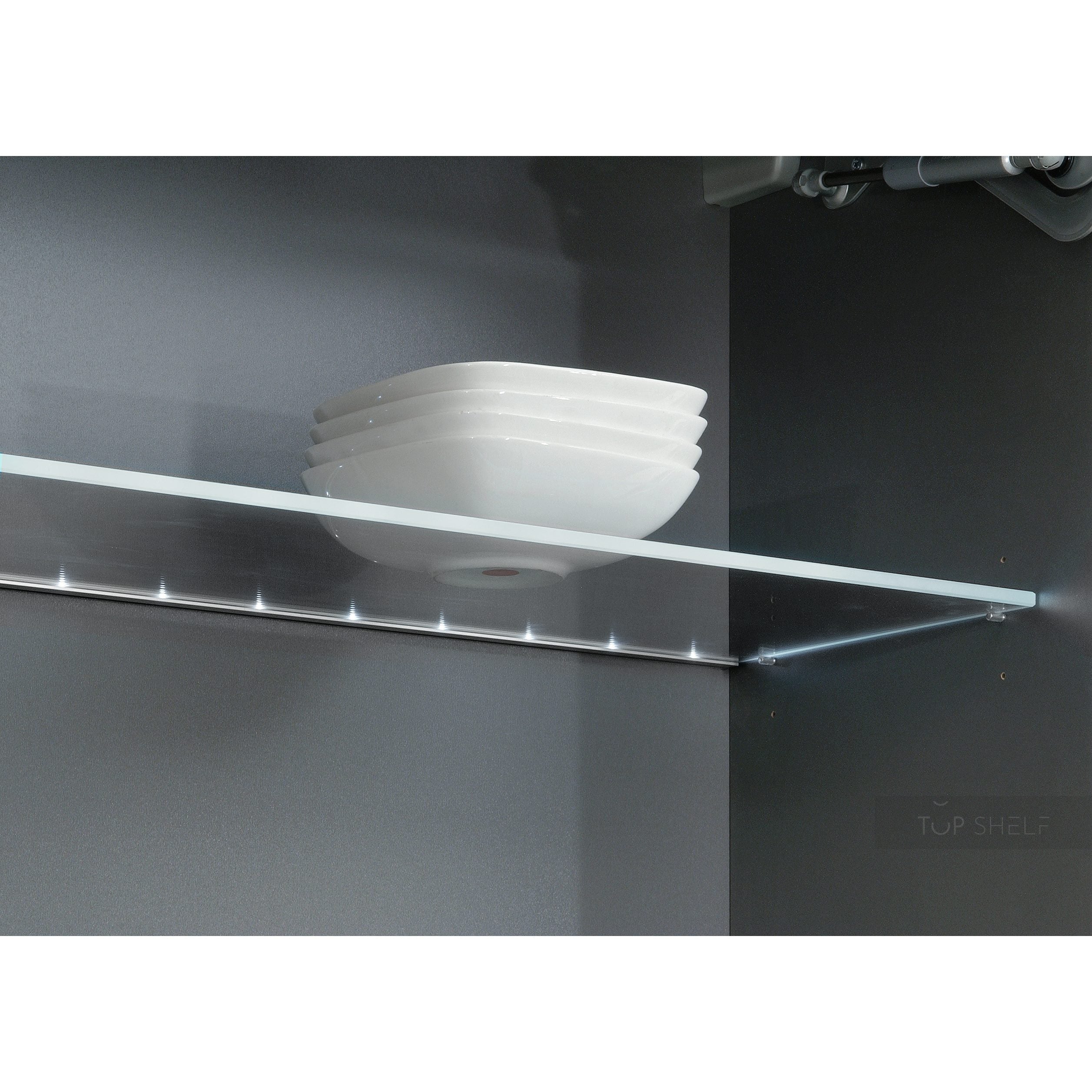 Nobilia Etagère en verre avec éclairage LED des chants du verre pour  éléments hauts GB-WS120 116.6 cm