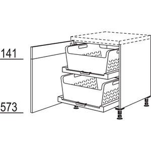 Nobilia Unterschrank mit Waeschekorb-Tablar Laundry-Area UWTAB60 22502