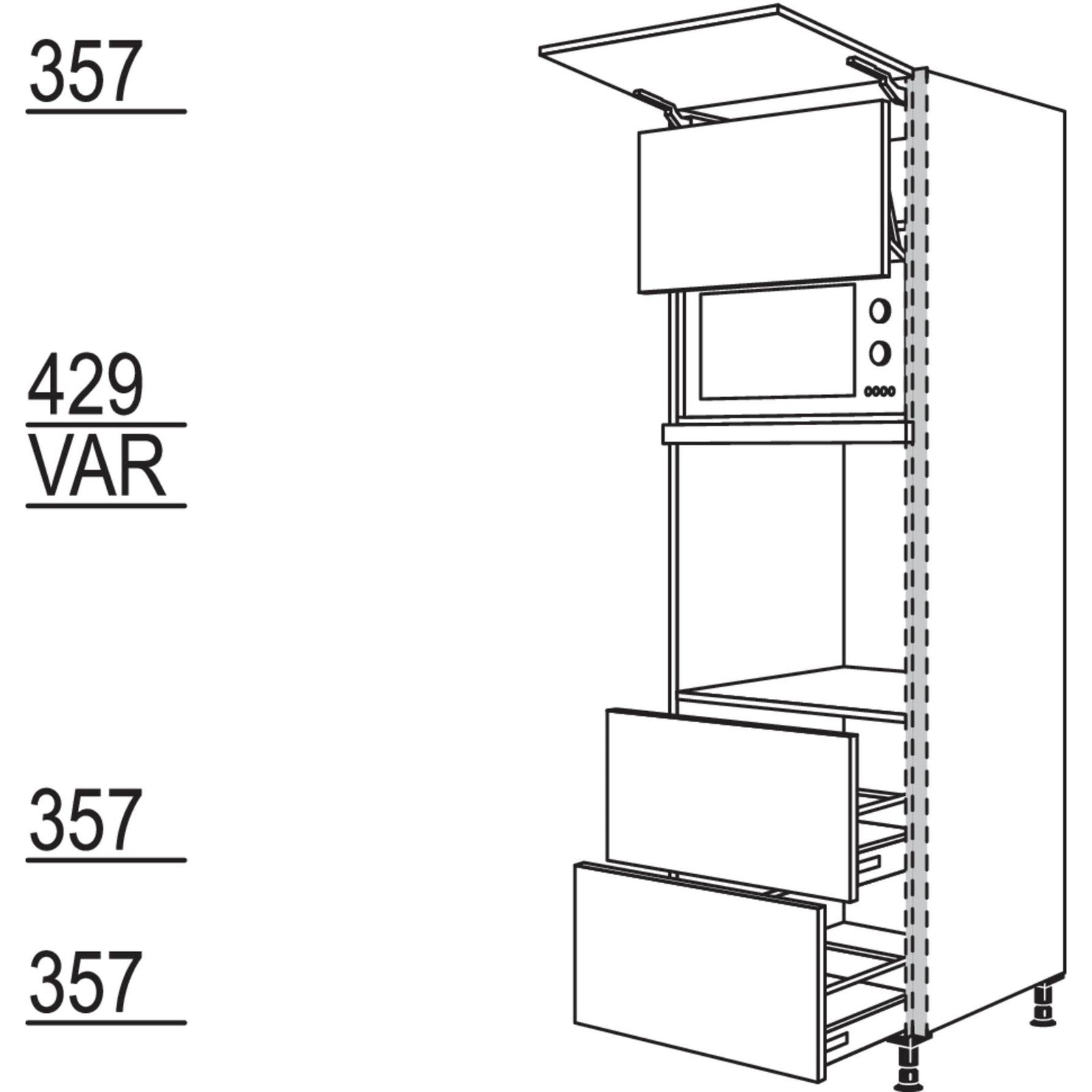 Nobilia Geraete-Umbau Backofen und Mikrowelle mit Lifttuer NGSLO2A-3 52596