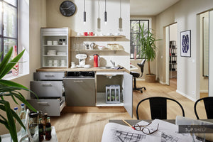 Pino Küche Küchenzeile Achatgrau 180cm  Küchenschränke konfigurierbar E-Geräte-top-shelf.de