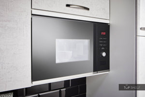 Pino Küche Küchenzeile Beton Weißgrau 240cm konfigurierbar E-Geräte Detail Mikrowelle top-shelf.de