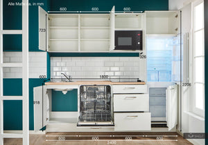 Pino Küche Küchenzeile Weiß 240cm  Küchenschränke mit Maßangaben top-shelf.de