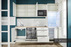Pino Küche Küchenzeile Weiß 240cm Küchenschränke ohne Dekoration konfigurierbar top-shelf.de
