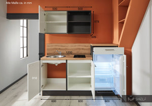 Pino Küche Küchenzeile weiß 180cm Küchenschränke ohne Dekoration-top-shelf.de-